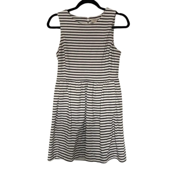 J. Crew White and Black Stripe Sleeveless Dress with Pockets - Picture 1 of 13